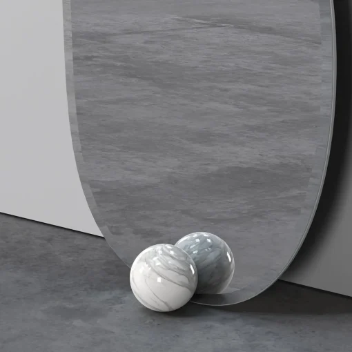 1931 Glass And Calacatta Marble Floor Mirror
