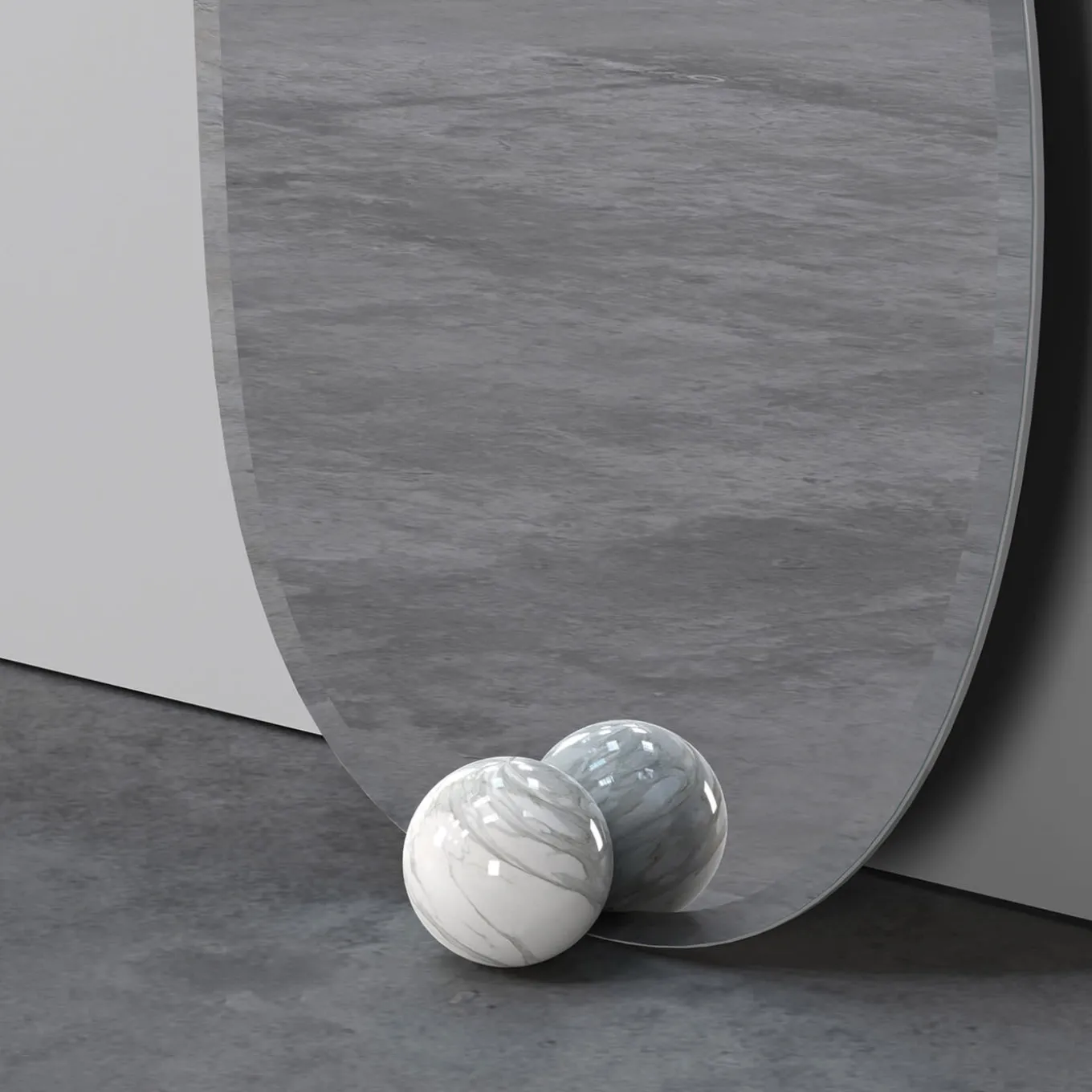1931 Glass And Calacatta Marble Floor Mirror