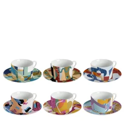 Alchimie set di 6 tazze da tè in porcellana con decoro astratto