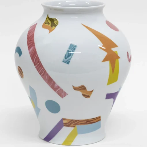 Alchimie vaso anfora in porcellana con decoro astratto h27cm