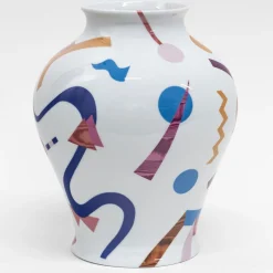 Alchimie vaso anfora in porcellana con decoro astratto h32cm
