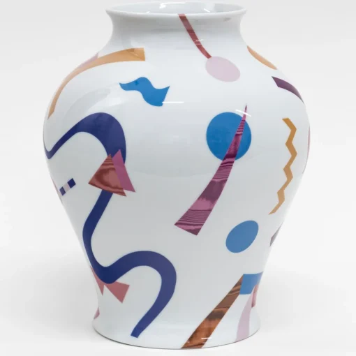 Alchimie vaso anfora in porcellana con decoro astratto h32cm