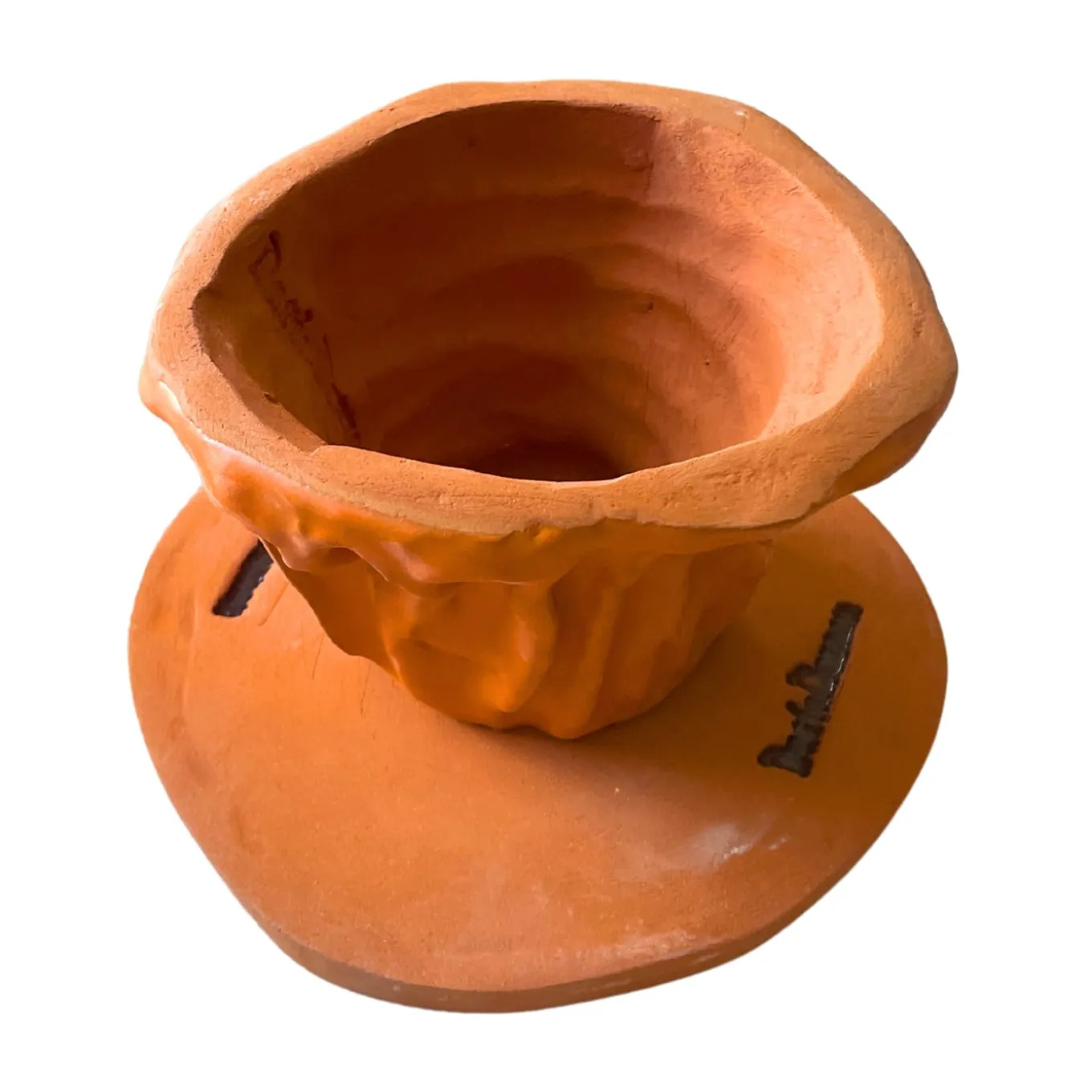 Alzata in Ceramica Serie Fungo Rosa e Arancione