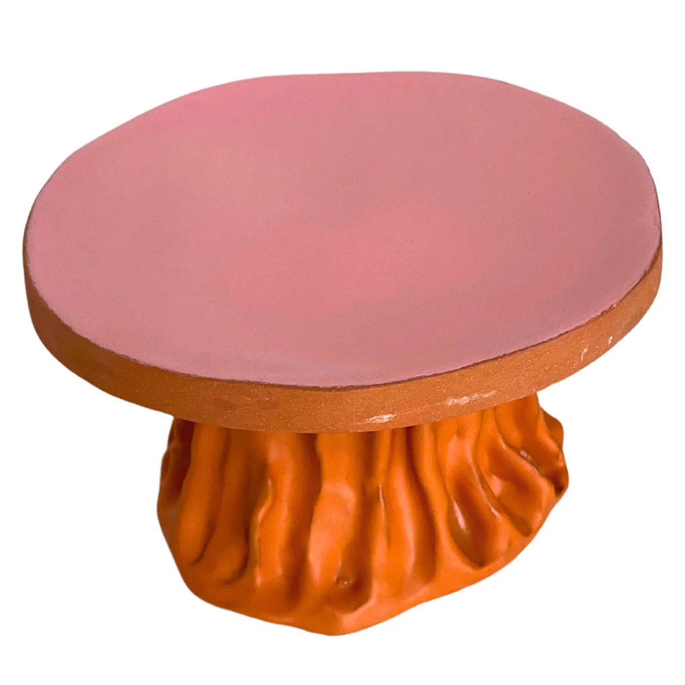Alzata in Ceramica Serie Fungo Rosa e Arancione
