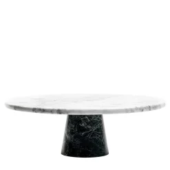 Alzata per torte in marmo bianco con base nera