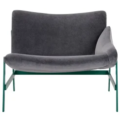 Amaca in velluto grigio scuro e sedia da salotto verde di Debonademeo Studio
