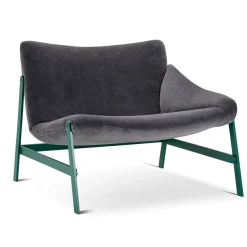 Amaca in velluto grigio scuro e sedia da salotto verde di Debonademeo Studio