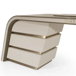 Ambassador Scrivania in Legno Beige e Pelle