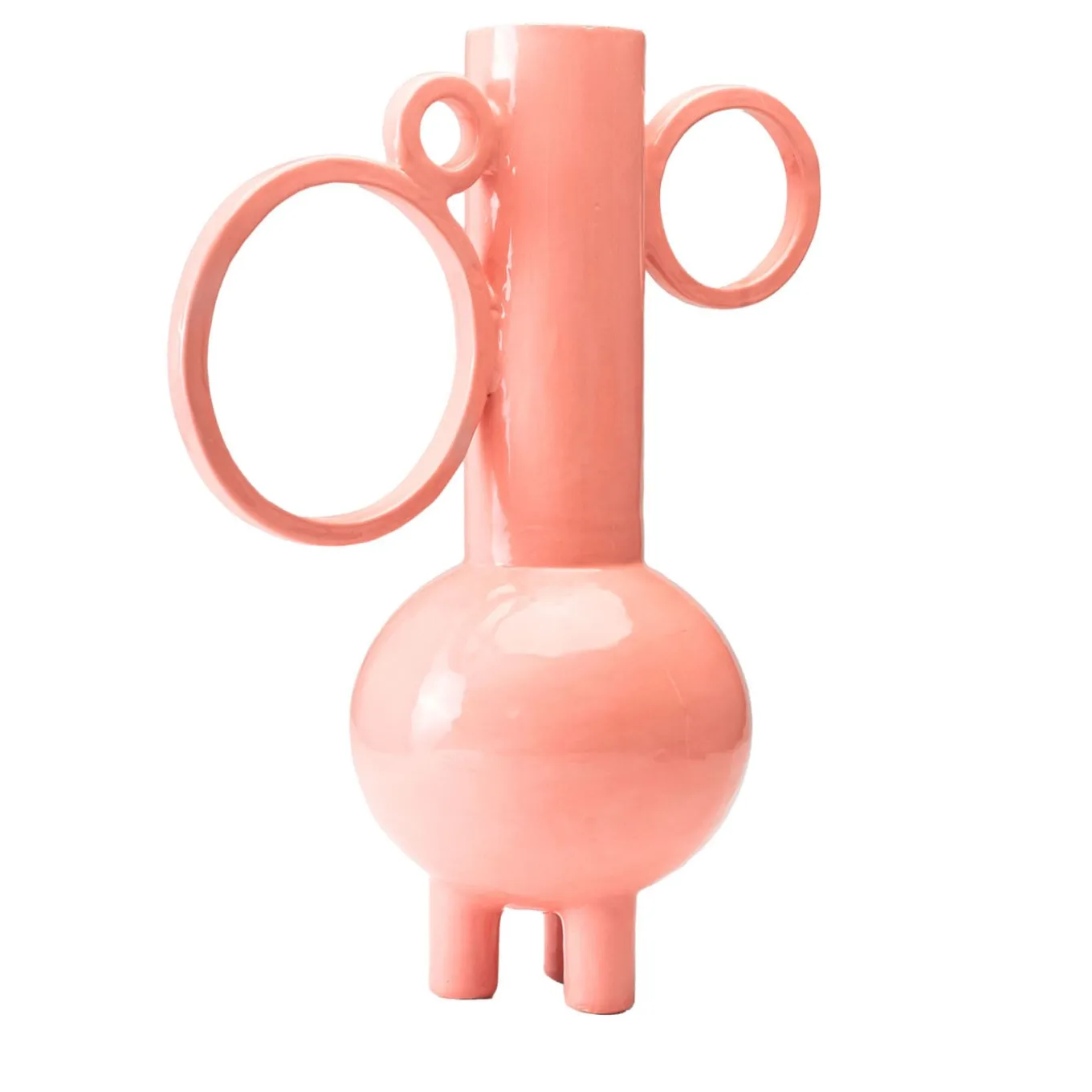 Anfora alta in ceramica rosa Stereogramma 3 Bouganville