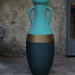 Anfora Giulio Cesare XXL in bronzo blu e azzurro