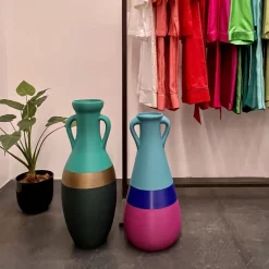 Anfora Giulio Cesare XXL in bronzo blu e azzurro