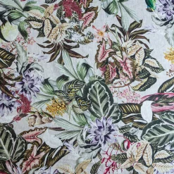 Animalia Tovaglia di lino con animali e vegetali esotici