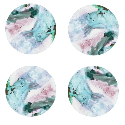 Apollo Set di 8 sottobicchieri in fibra di legno lucida stampata di colore blu chiaro