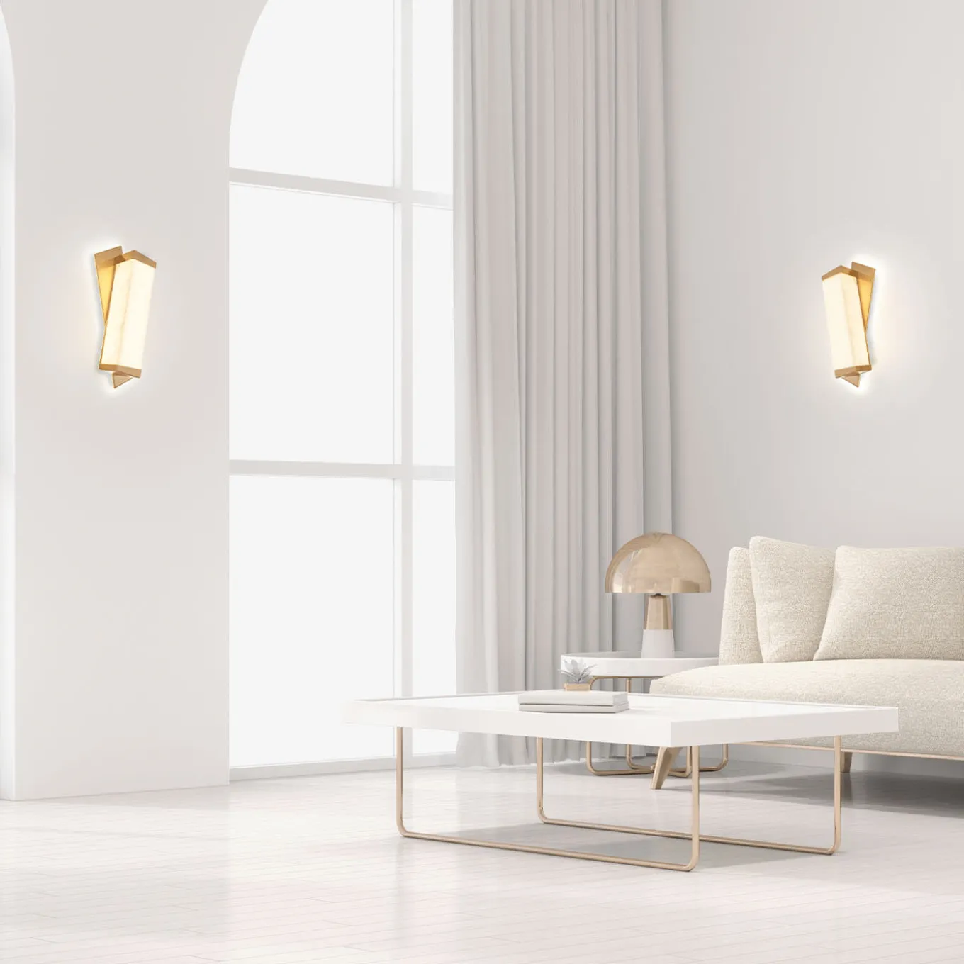 Applique da parete "Offset" in ottone satinato