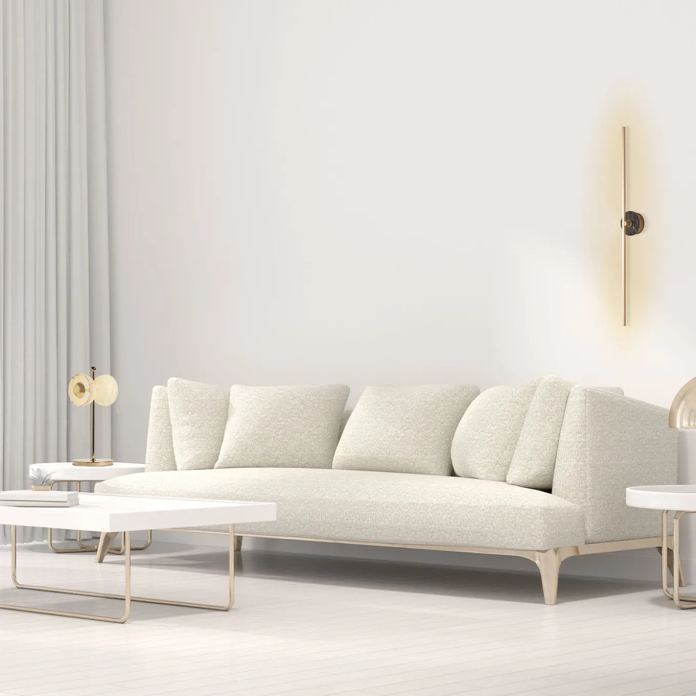 Applique "Essential Stick" in ottone satinato e marmo nero Marquinha