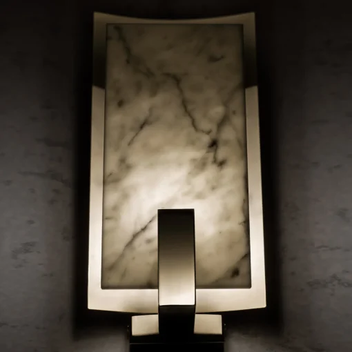 Applique in marmo di Carrara e ottone