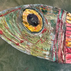 Arazzo Dipinto a Mano in Velluto Verde Big Fish