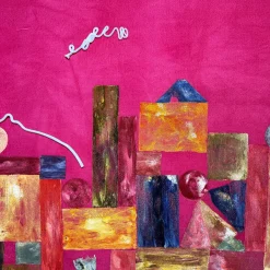 Arazzo Dipinto a Mano in Velluto Rosa Verba Volant