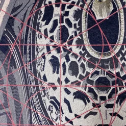 Arazzo double face Borromini in blu petrolio e Rosso Neues Rot