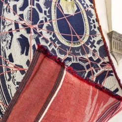 Arazzo double face Borromini in blu petrolio e Rosso Neues Rot