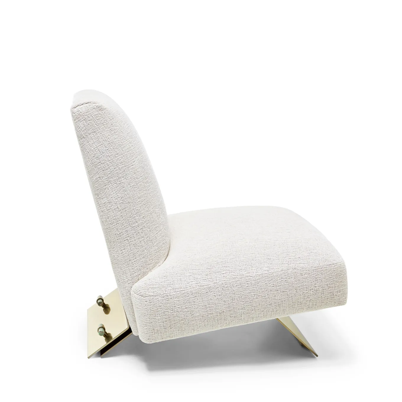 Aries Poltrona in Tessuto Bianco e Metallo Satinato Oro