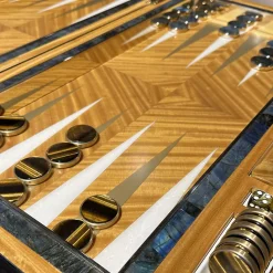 Backgammon Geometrico in Legno con dettagli in Pietre Semi Preziose