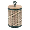 Barattolo Alto Goccia in Midollo Bicolore Blu/Naturale con Coperchio in Legno