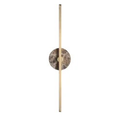 Bastone essenziale in ottone satinato e marmo Emperador marrone