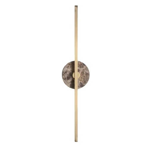 Bastone essenziale in ottone satinato e marmo Emperador marrone