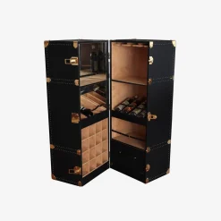 Baule bar a vapore Regale con ruote nere e oro