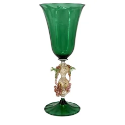 Bicchiere a stelo verde e oro Tipetto #2