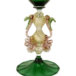 Bicchiere a stelo verde e oro Tipetto #2