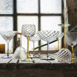 Bicchiere da cocktail Nick & Nora in vetro Amber-Green Twisted