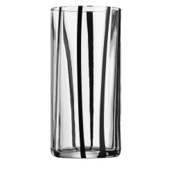 Bicchiere Highball in vetro Murano Cyrcus Striped Nero e Trasparente