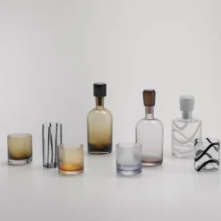 Bicchiere Highball in vetro Murano Cyrcus Striped Nero e Trasparente