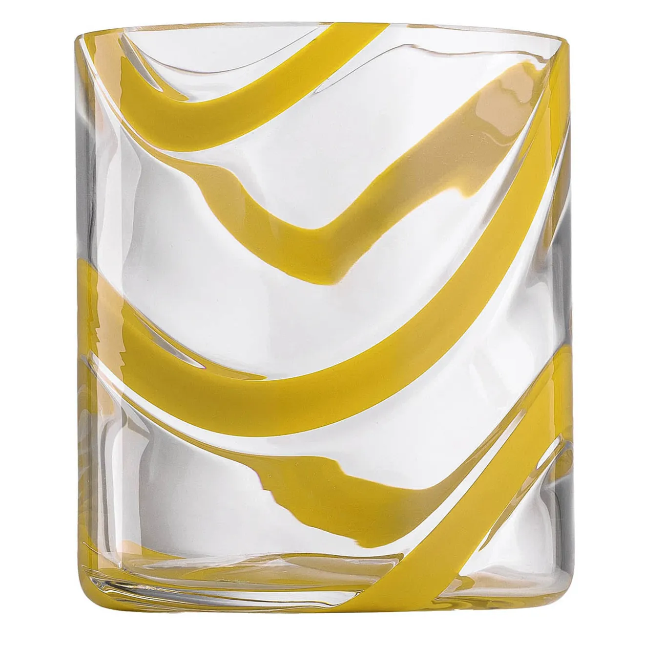 Bicchiere Tumbler in vetro Murano Cyrcus Esse Giallo e Trasparente