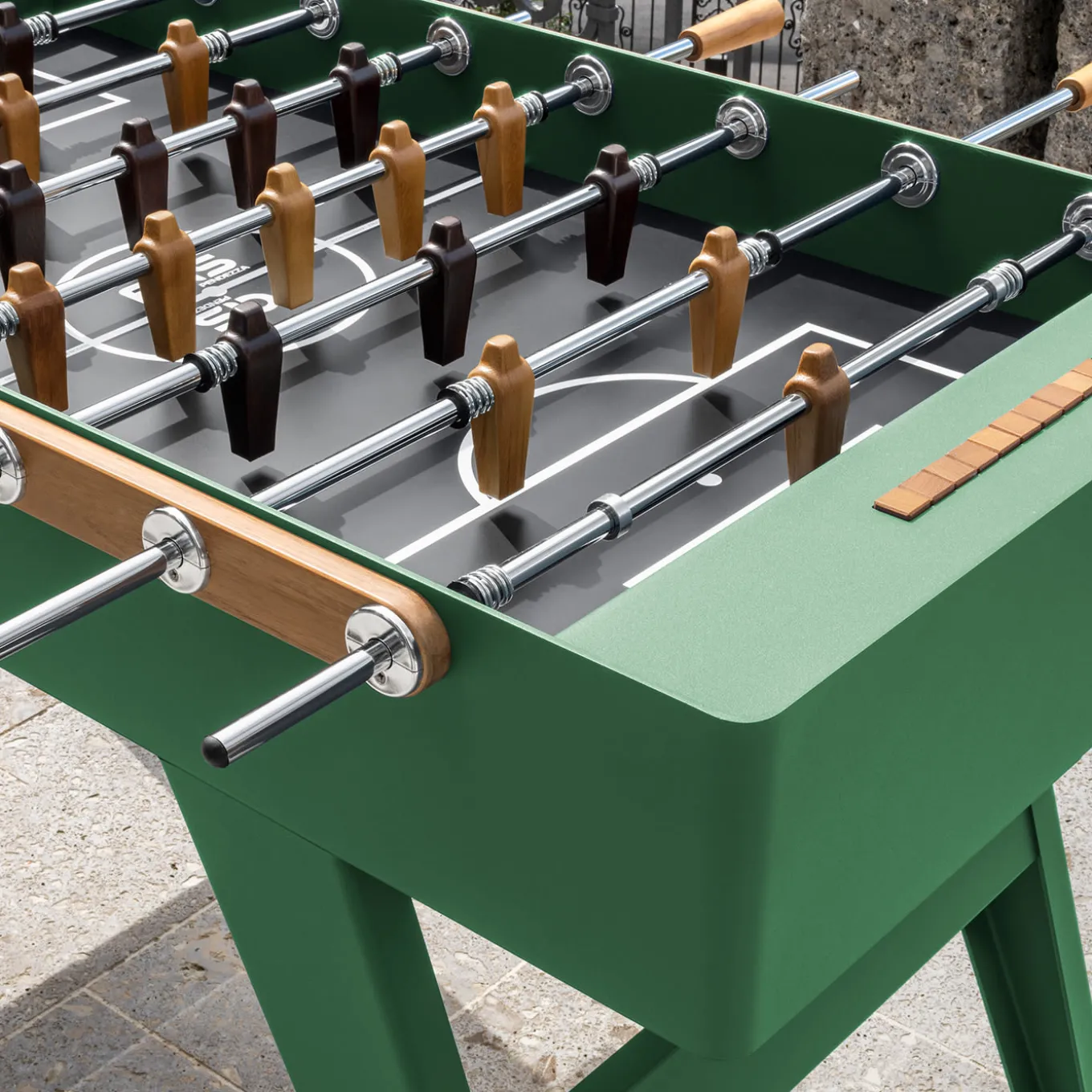 Biliardino Calciobalilla Boss in legno Iroko Verde