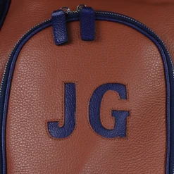 Borsa da golf Imperiale in pelle marrone e blu