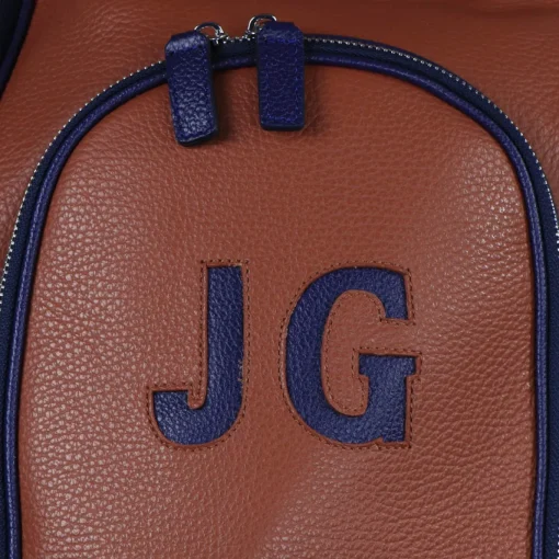 Borsa da golf Imperiale in pelle marrone e blu
