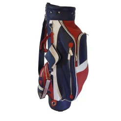 Borsa da golf in pelle blu e rossa