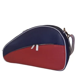 Borsa in pelle blu e rossa per paddle e pickleball