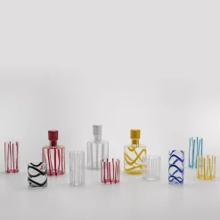Bottiglia in vetro Murano Cyrcus Striped Bianco e Trasparente