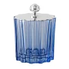 Box alta blu in cristallo con Coperchio Art Deco Placcato Argento
