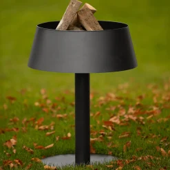 BR113N Braciere Lampada Alta rotondo in acciaio nero