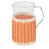 Brocca di vetro in pelle e rattan Marseille - Arancione