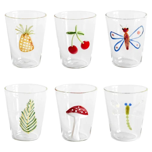 Cabinet De Curiosités Set di 6 bicchieri da acqua con elementi naturali