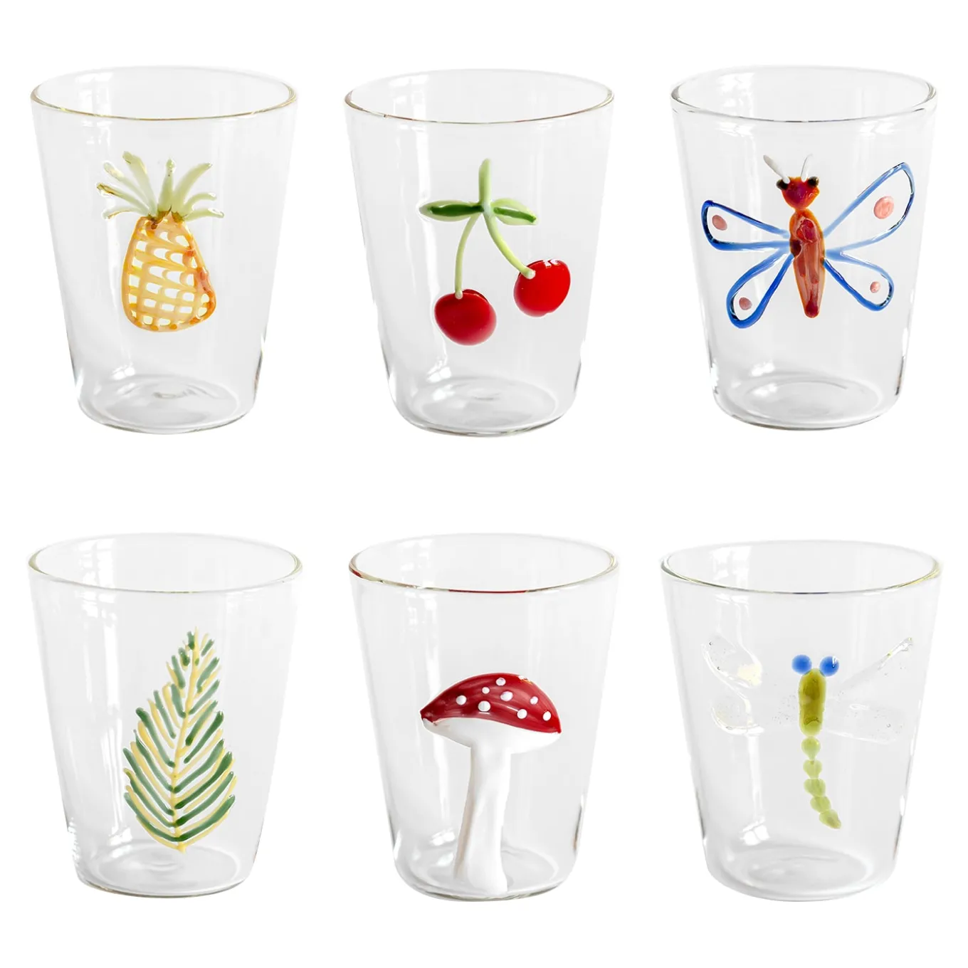 Cabinet De Curiosités Set di 6 bicchieri da acqua con elementi naturali