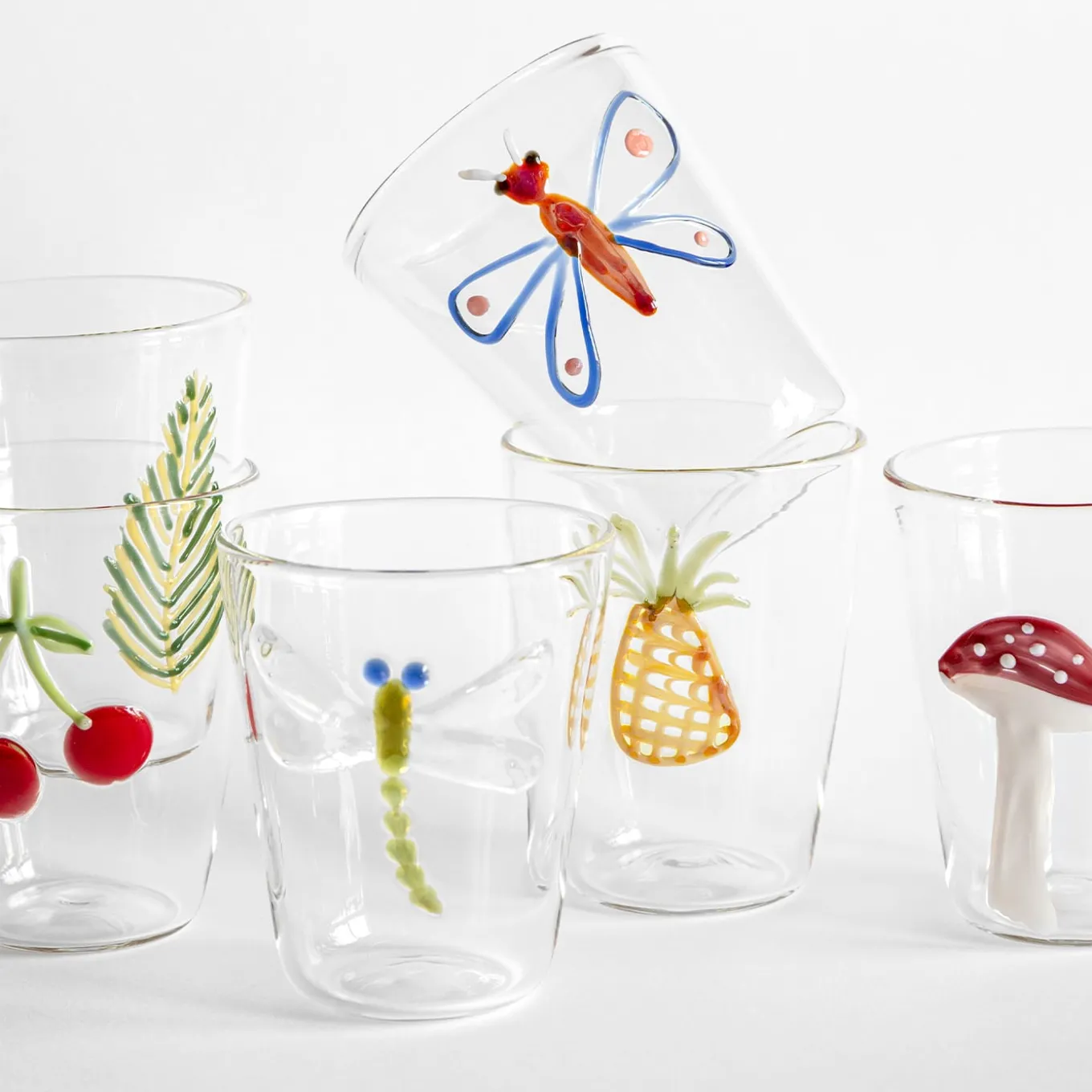 Cabinet De Curiosités Set di 6 bicchieri da acqua con elementi naturali