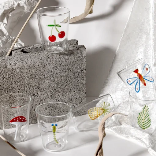 Cabinet De Curiosités Set di 6 bicchieri da acqua con elementi naturali