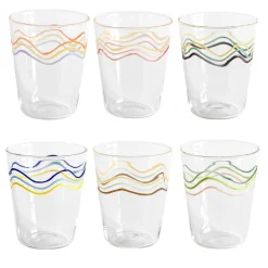 Cabinet De Curiosités Set di 6 bicchieri da acqua con onde colorate